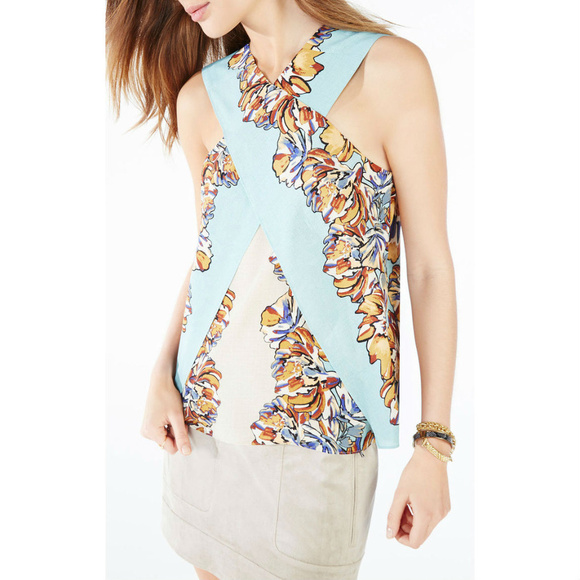 💕BCBGMAXAZRIA💕 Maryssa Floral Print Halter Top Small S NWT - Picture 4 of 8